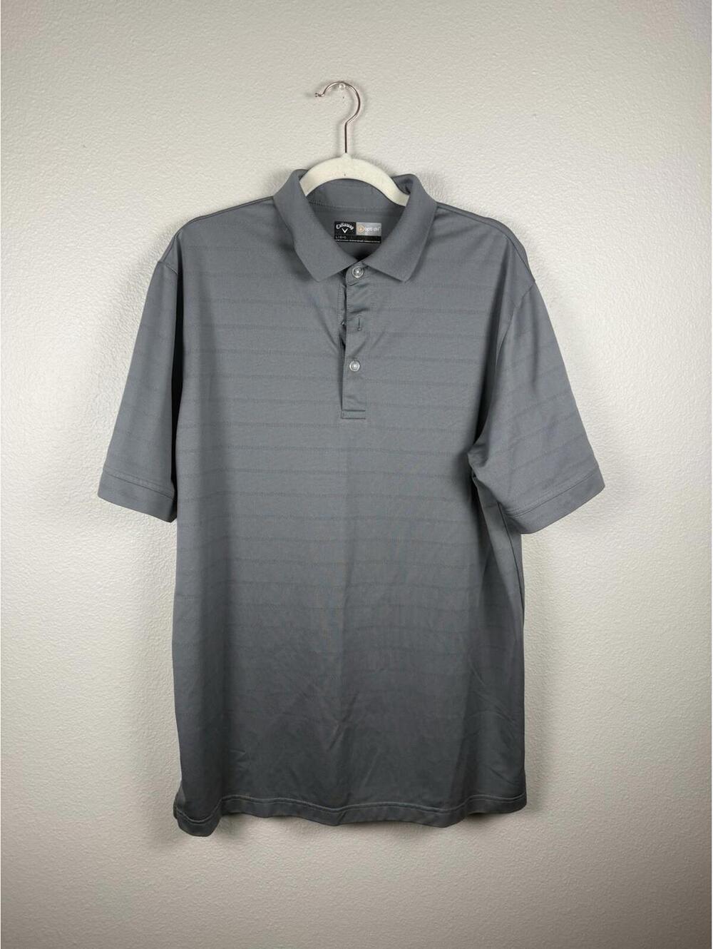 Callaway Opti Dri Polo Size Large Volvo Logo Gray Golf Moisture Wicking Flawed